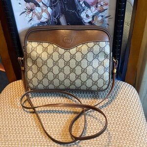 Gucci Brown & Beige GG Canvas Crossbody Bag